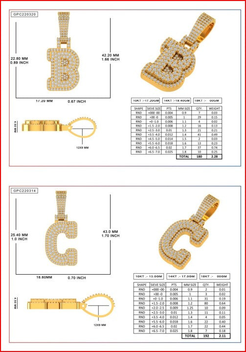 Initial Pendant Double Layer (Natural Diamond)