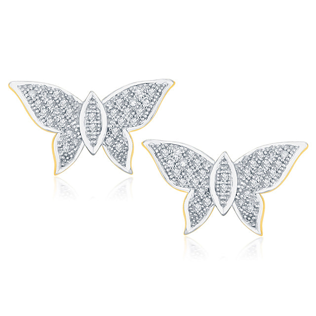 10K 0.20CT D-MICROPAVE EARRINGS "BUTTERFLY"